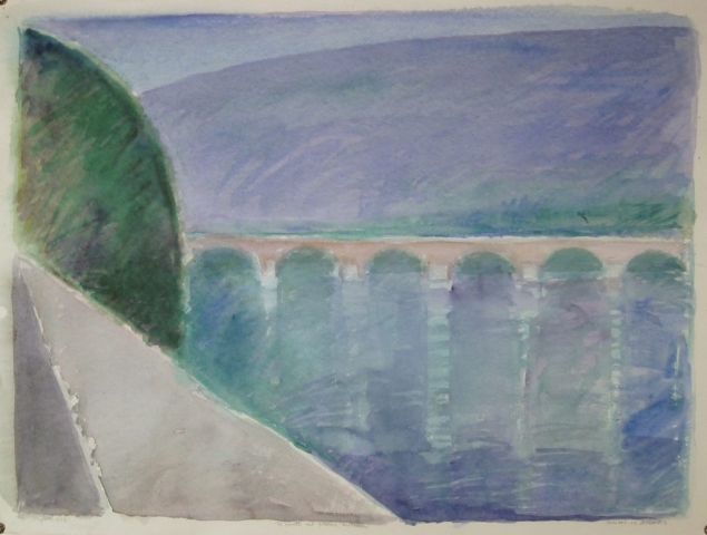 Il ponte sul fiume Entella - 1993 - Acquerello su Cartoncino - 52x71