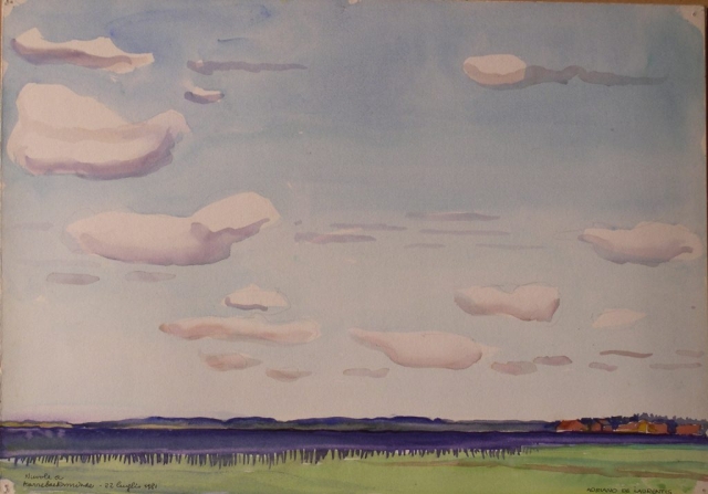 Nuvole a Karebeksminde - Acquerello su Cartoncino - 36x50 - 1981